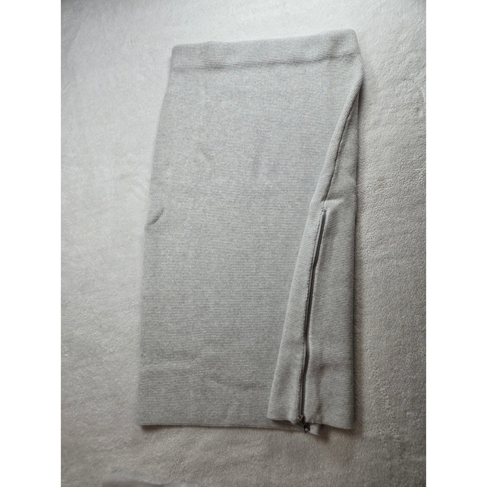 Modern Citizen Gray Organic Cotton Merino Wool Knit Midi Skirt Side Zip Large